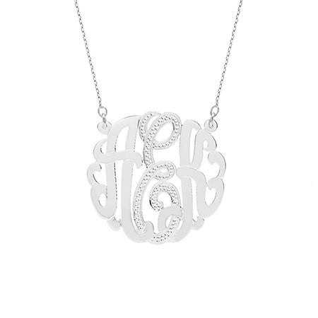 Sterling Silver Diamond Monogram Necklace