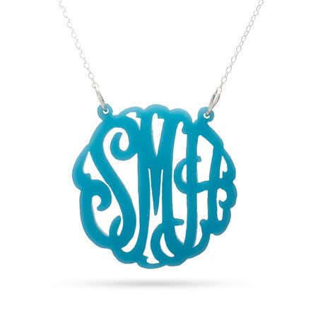 Acrylic Turquoise Monogram Necklace
