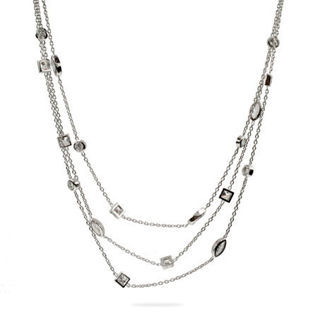 Designer Style Three Strand Layered CZ Sway Necklace