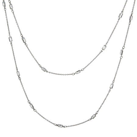 Sterling Silver 36" CZ Baguettes Studded Chain | Eve's Addiction®