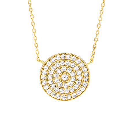 Gold Round Pave CZ Necklace | Eve's Addiction®