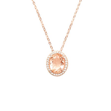 bridesmaid Morganite Oval Cut Rose Gold Necklace, bridesmaid jewelry set