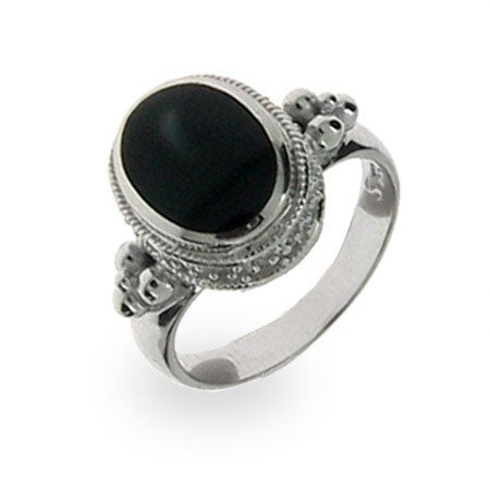 Sterling Silver Oval Black Onyx Ring | Eve's Addiction®