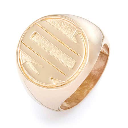 Gold signet ring and gold monogram ring with history of signet rings