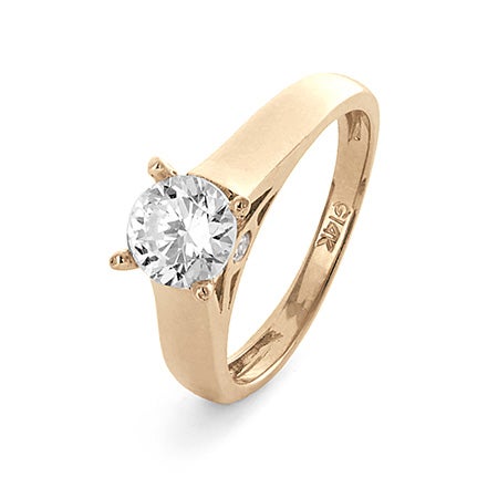 14K Gold Round CZ Engagement Ring | Eve's Addiction®