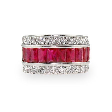 Ruby Red Sterling Silver CZ Anniversary Band | Eve's Addiction®