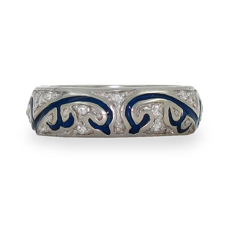 Blue Enamel Swirl CZ Ring in Sterling Silver | Eve's Addiction®