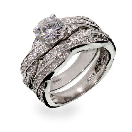 Fake Engagement Rings Diamond Wedding Sterling Silver Twisted Cz Wedding Ring Set 47 60