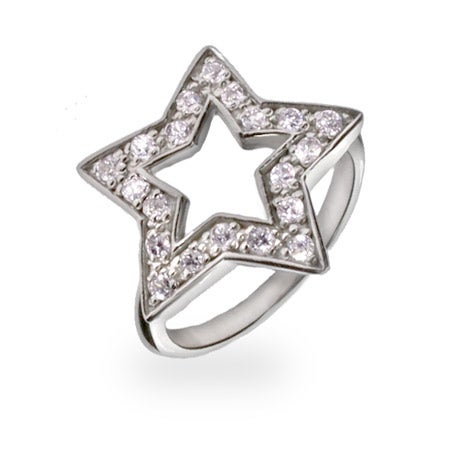 Designer Style CZ Sterling Silver Star Ring | Eve's Addiction®