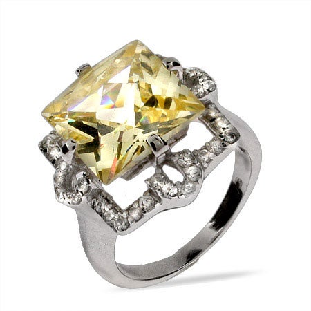 Princess Cut Canary CZ Cocktail Ring | Eve's Addiction®