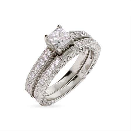 Vintage inspired cz engagement ring, the most popular cz engagement ring style