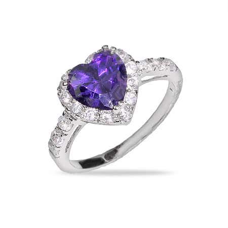 Purple cz heart ring and amethyst heart ring at eves addiction