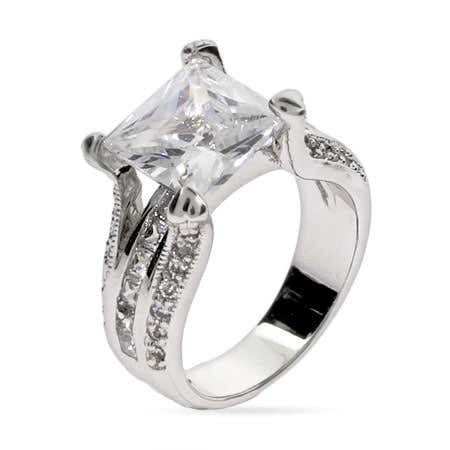 CZ square engagement ring in sterling silver setting from eves addiction jewelry