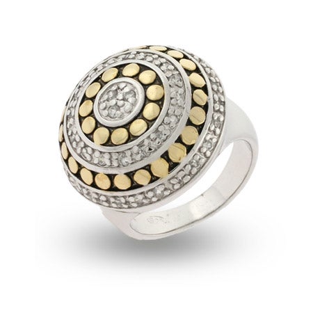 Designer Inspired Gold Dotted CZ Sterling Silver Ring | Eve's Addiction®