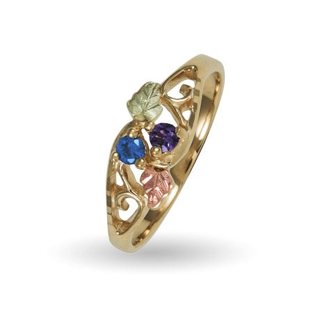 10K Black Hills Gold 2 Stone Family Birthstone Ring | Eve's Addiction®