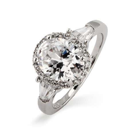 9mm Oval Cut CZ with Halo Heirloom Ring