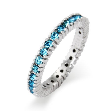 3mm Wide March Aquamarine CZ Birthstone Stackable Ring | Eve's Addiction®