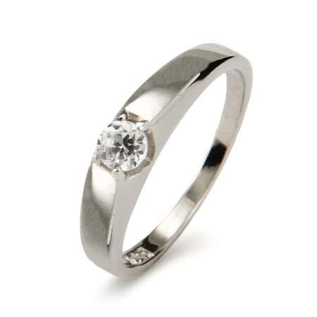 Petite Solitaire Brilliant Cut Sterling Silver Promise Ring