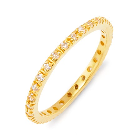 Thin Gold Vermeil Pave CZ Stackable Ring | Eve's Addiction®