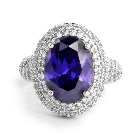 Exquisite Sterling Silver Pave Tanzanite Cocktail Ring | Eve's Addiction®