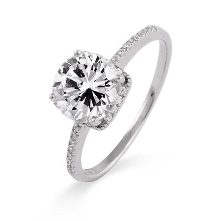 Sterling Silver 2 Carat Brilliant Cut CZ Engagement Ring