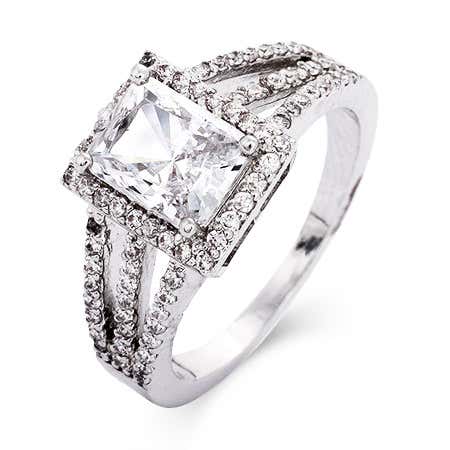 Cubic zirconia art deco square engagement ring from eves addiction jewelry
