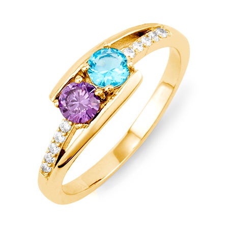 birthstone rings for mom 2 stones