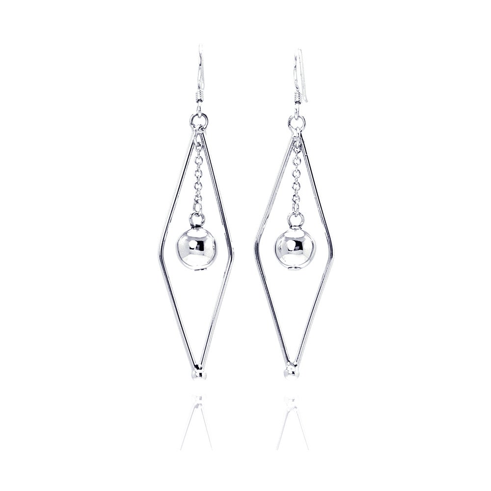 Diamond Shape Drop Earrings with Dangling Silver Bead Eve's Addiction®