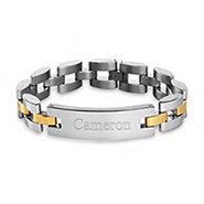Id Bracelets Womens Mens Men S Two Tone Watch Link Engravable Id Bracelet