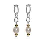 Designer Inspired Freshwater Pearl Cable Link Earrings