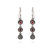 Long Dangle Earrings Dangling 3 Stone Custom Birthstone Sterling Silver Dangle Earrings