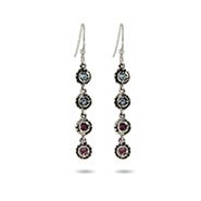 Dangle Earrings Long Dangling 4 Stone Custom Birthstone Sterling Silver Dangle Earrings
