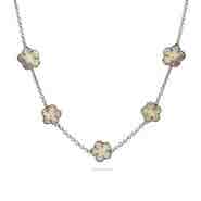 Designer Style Silver Mother of Pearl Clover Necklace
