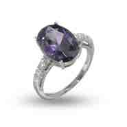 Julie's Sterling Silver Amethyst and Diamond CZ Cocktail Ring